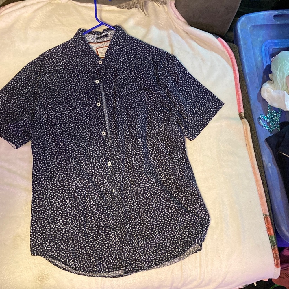 Denim & Flower Dark Blue Floral Button Down Shirt